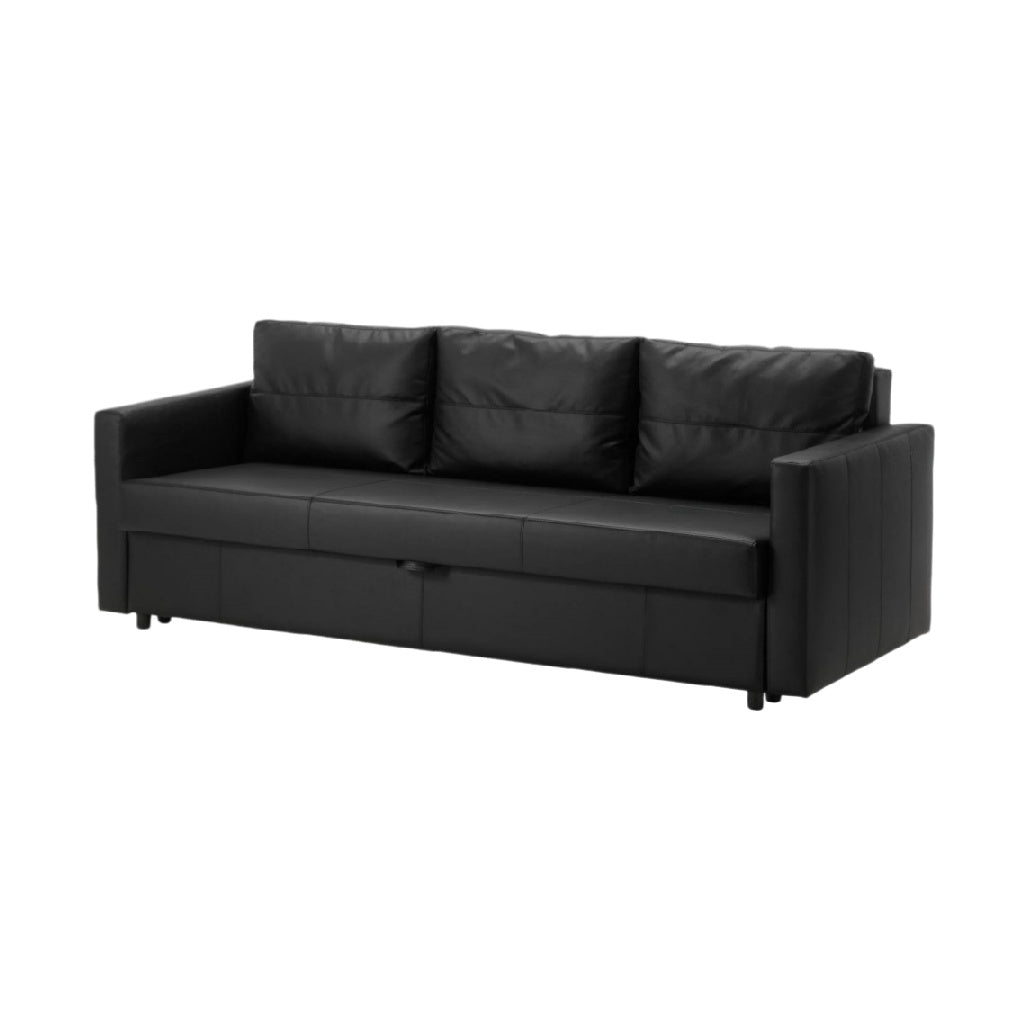 Canapé noir en simili cuir pour salon - 200 x 90 x 85