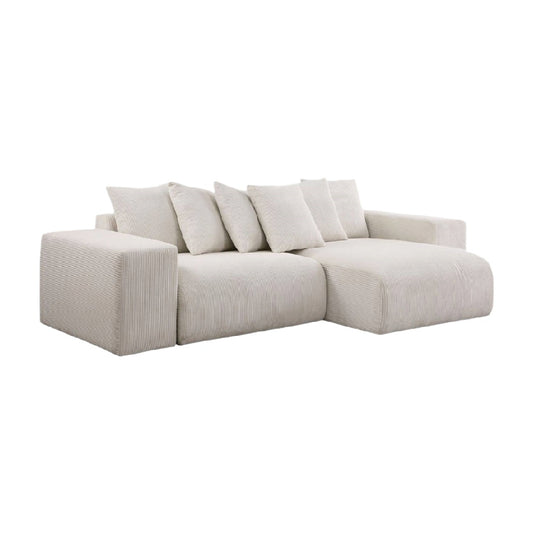 Canapé modulable pour salon en tissu gris - 250 x 150 x 80